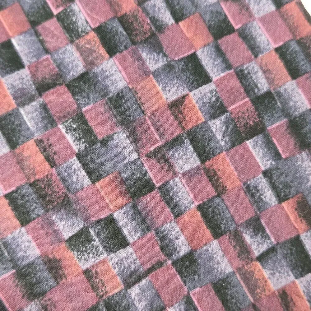 LANVIN PARIS SILK TIE PURPLE PINK CHECKERBOARD ABSTRACT LUXURY 3.75